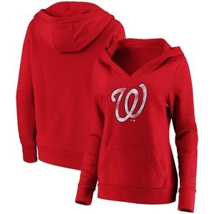 Washington Nationals Fanatics Branded Women's Core Team Crossover V-Neck Hoodie